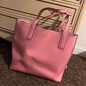 Pink - Kate spade - tote handbag - over the shoulder - authentic leather